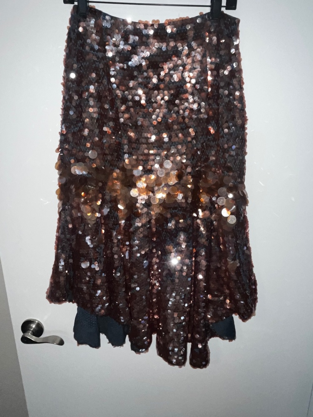 Dhruv Kapoor Pink/Salmon Disc Sequined Skirt - 8